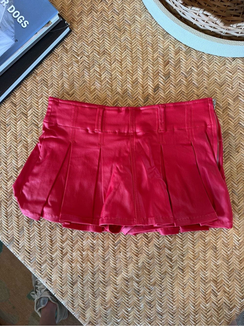Women’s Red Pleated Mini Skirt Skort